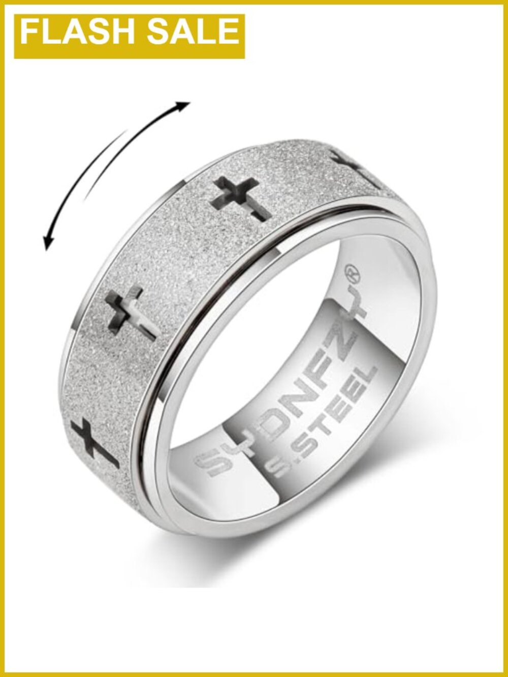 Stainless Steel Fidget Spinner Ring 8mm Anxiety Relief Stress Toy